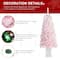 Glitzhome® 5ft Pre-Lit Flocked Pink Artificial Christmas Porch Tree, Multi-color LED Lights